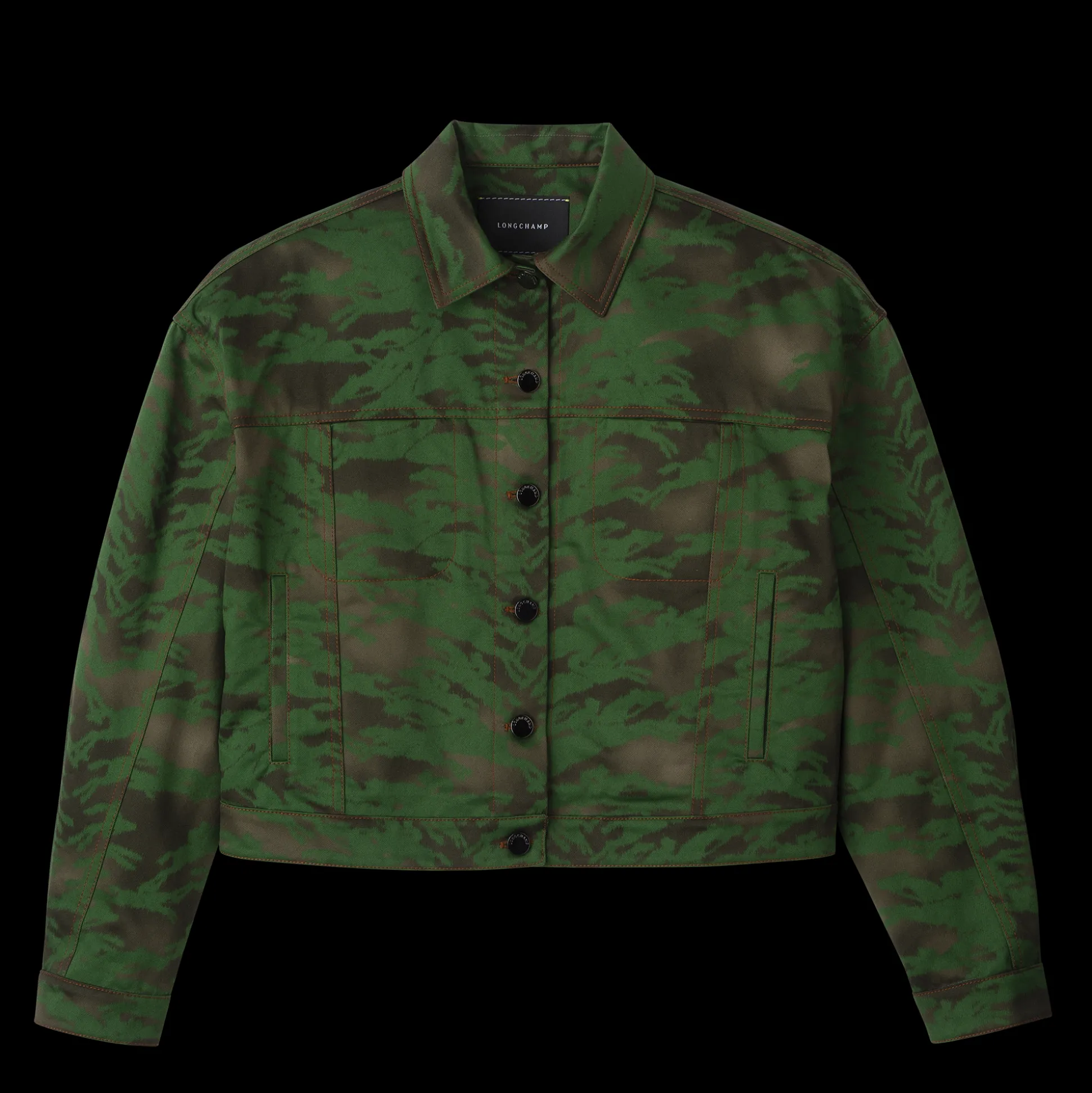 Clearance Longchamp Giacca corta con impunture Kaki