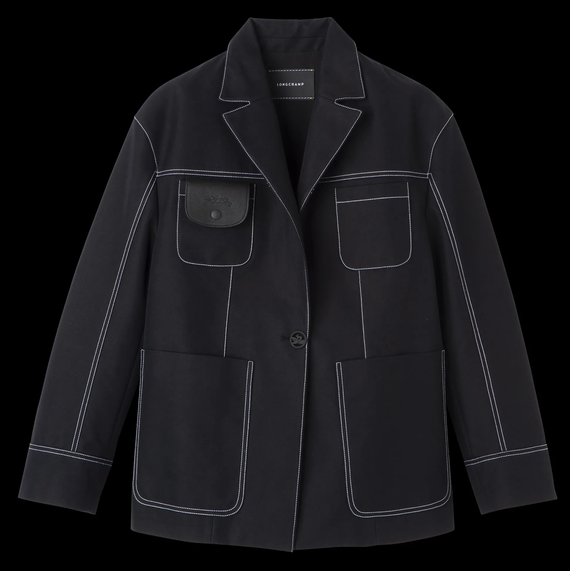 Online Longchamp Giacca dritta con impunture Nero