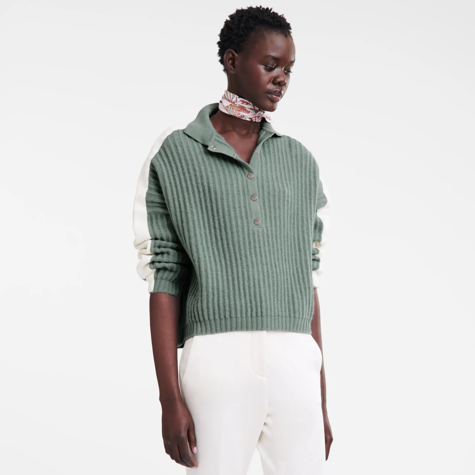 Hot Longchamp Maglia con colletto a polo VerdePallido