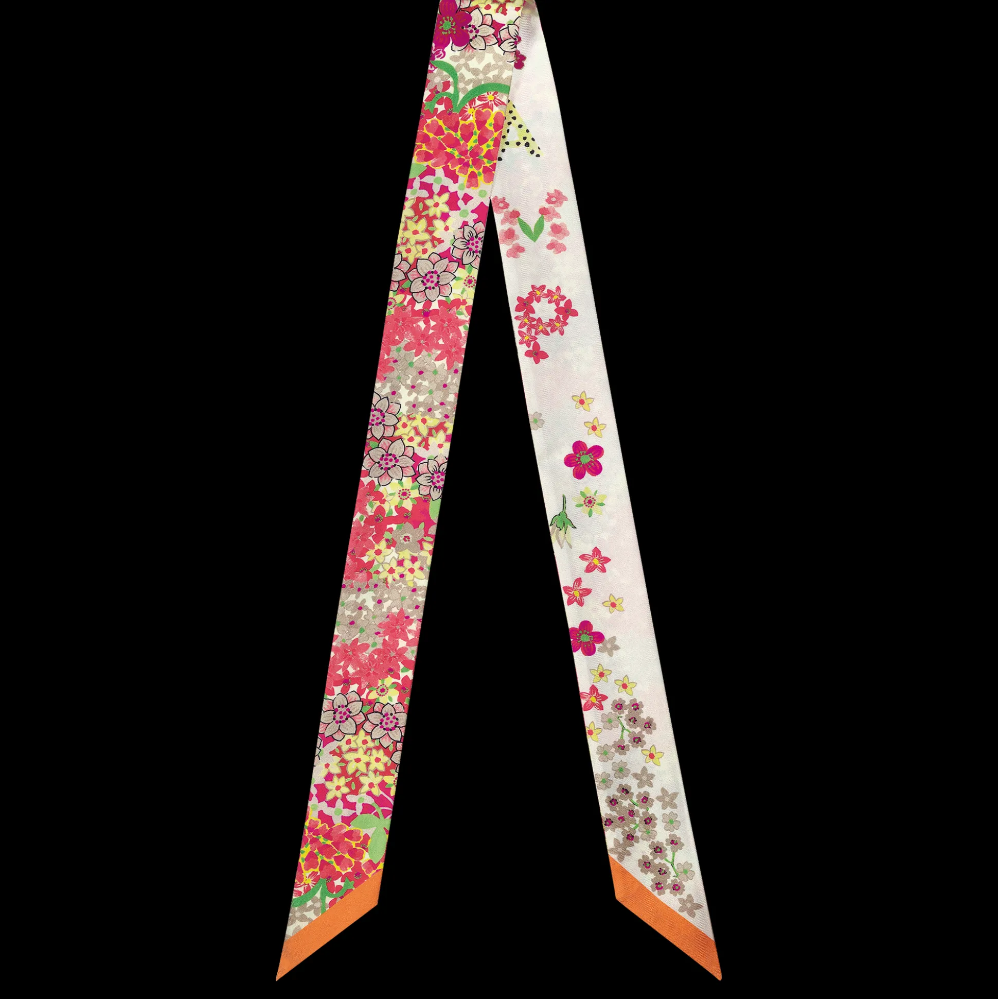 New Longchamp Nastro di seta Collier de fleurs Seta - Arancio