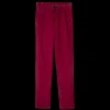 Clearance Longchamp Pantaloni dritti in pelle Barbabietola