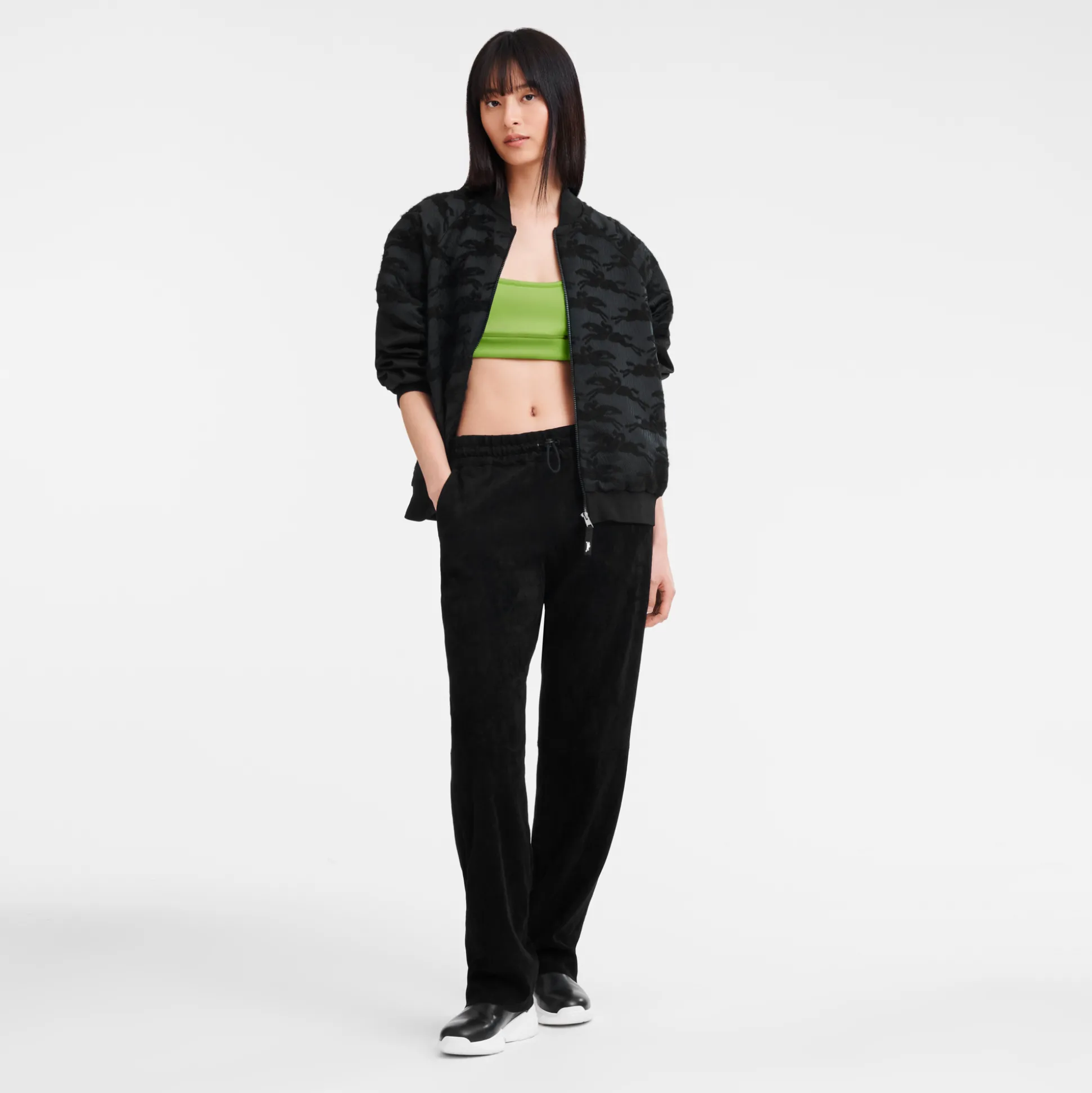 Cheap Longchamp Pantaloni dritti in pelle Nero