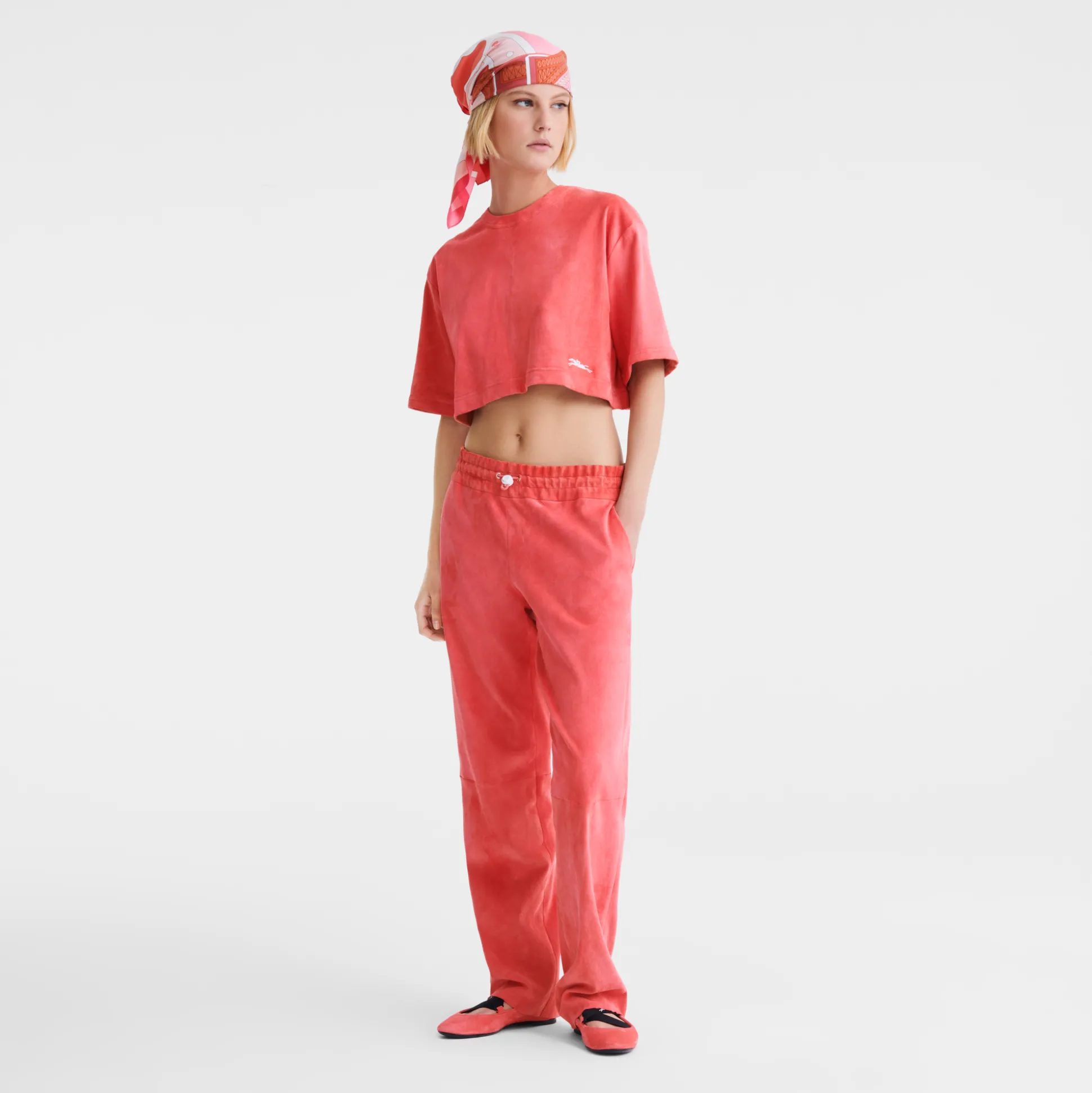 Clearance Longchamp Pantaloni dritti in pelle Blush