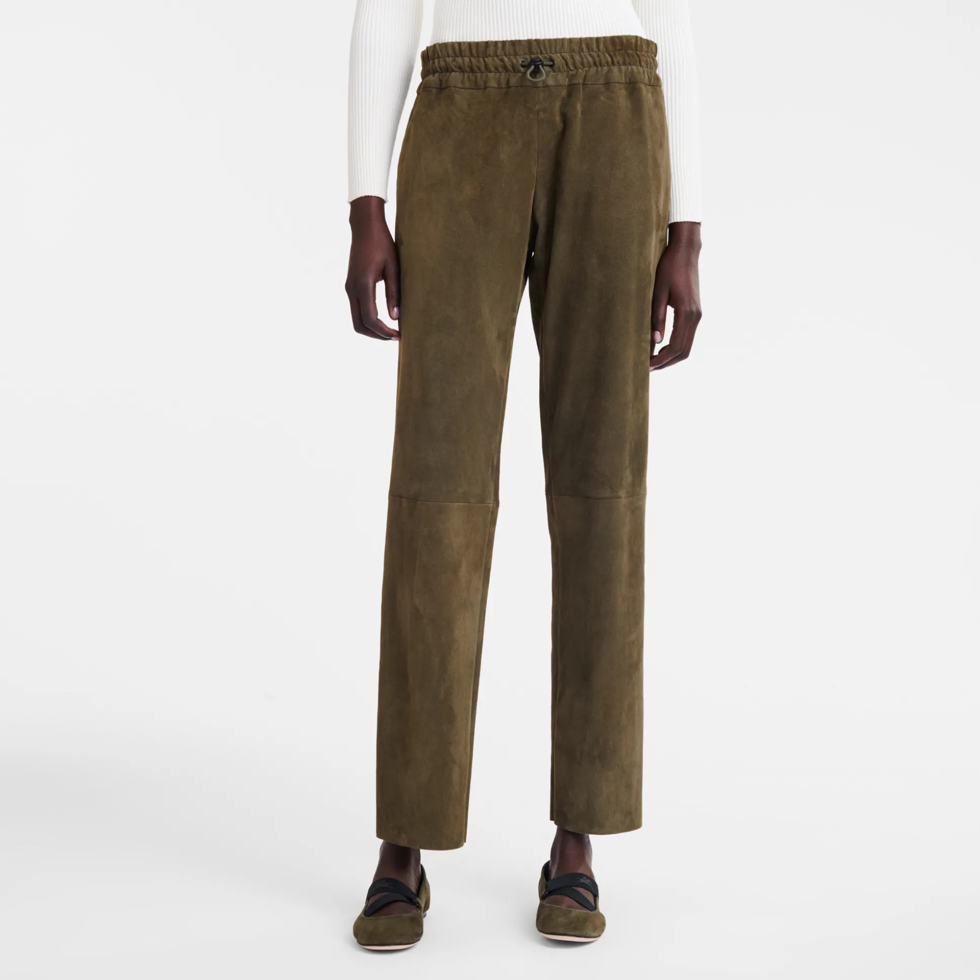 pantaloni_dritti_in_pelle_4.webp Sale Longchamp Pantaloni dritti in pelle Kaki