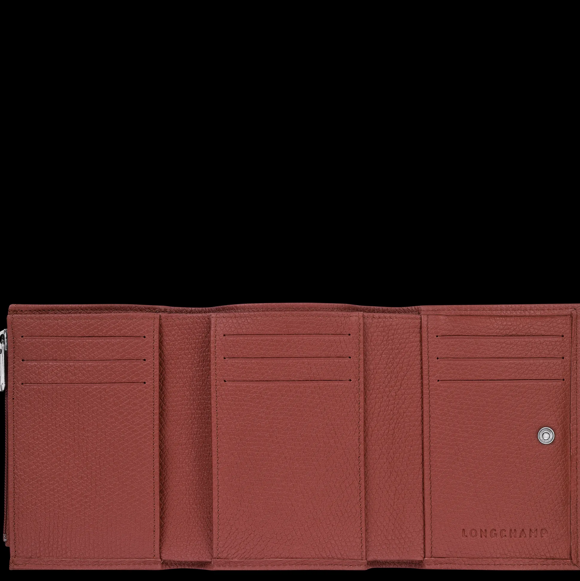 Outlet Longchamp Portafoglio Le Roseau Pelle - Castagna