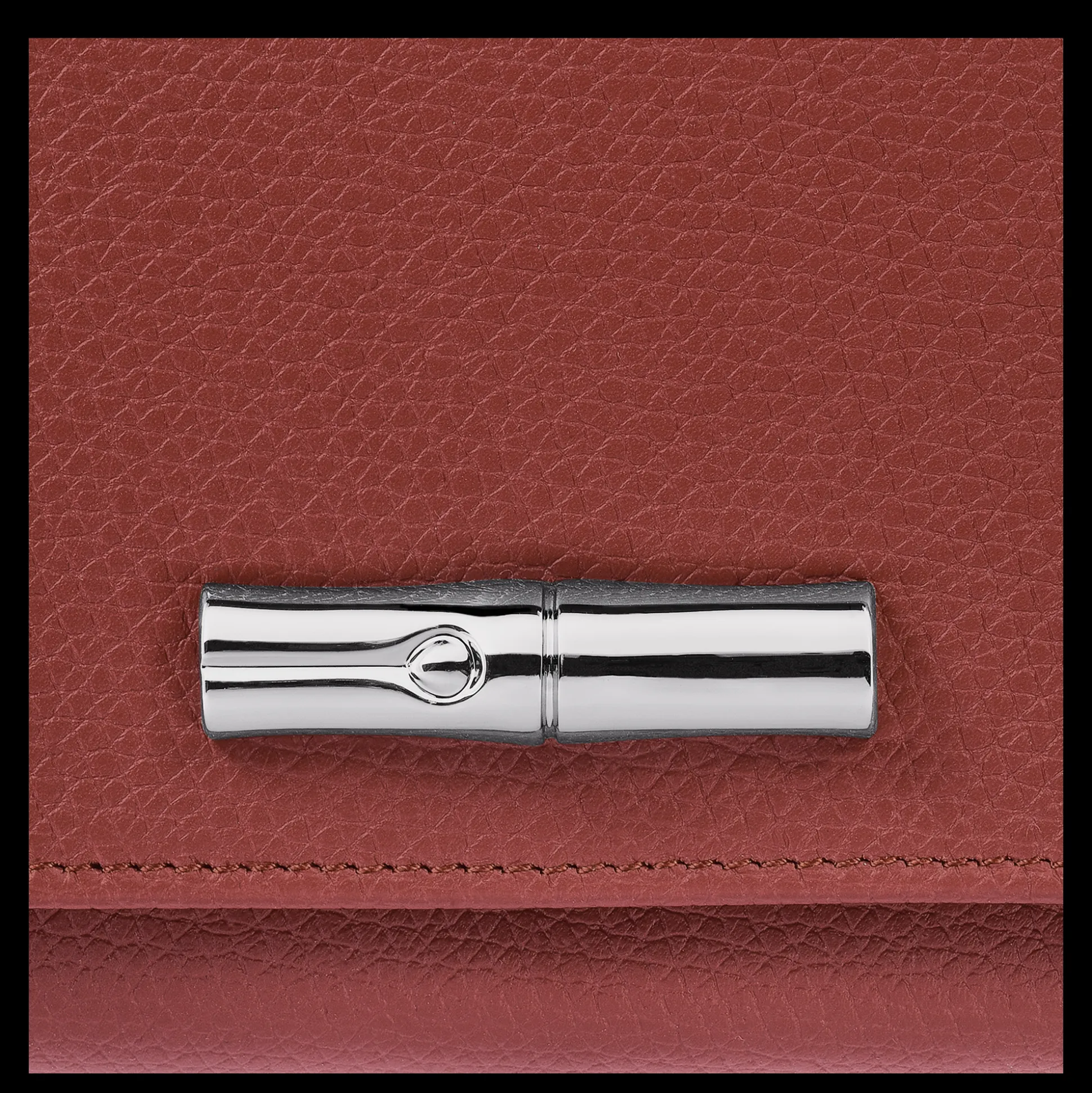 Outlet Longchamp Portafoglio Le Roseau Pelle - Castagna