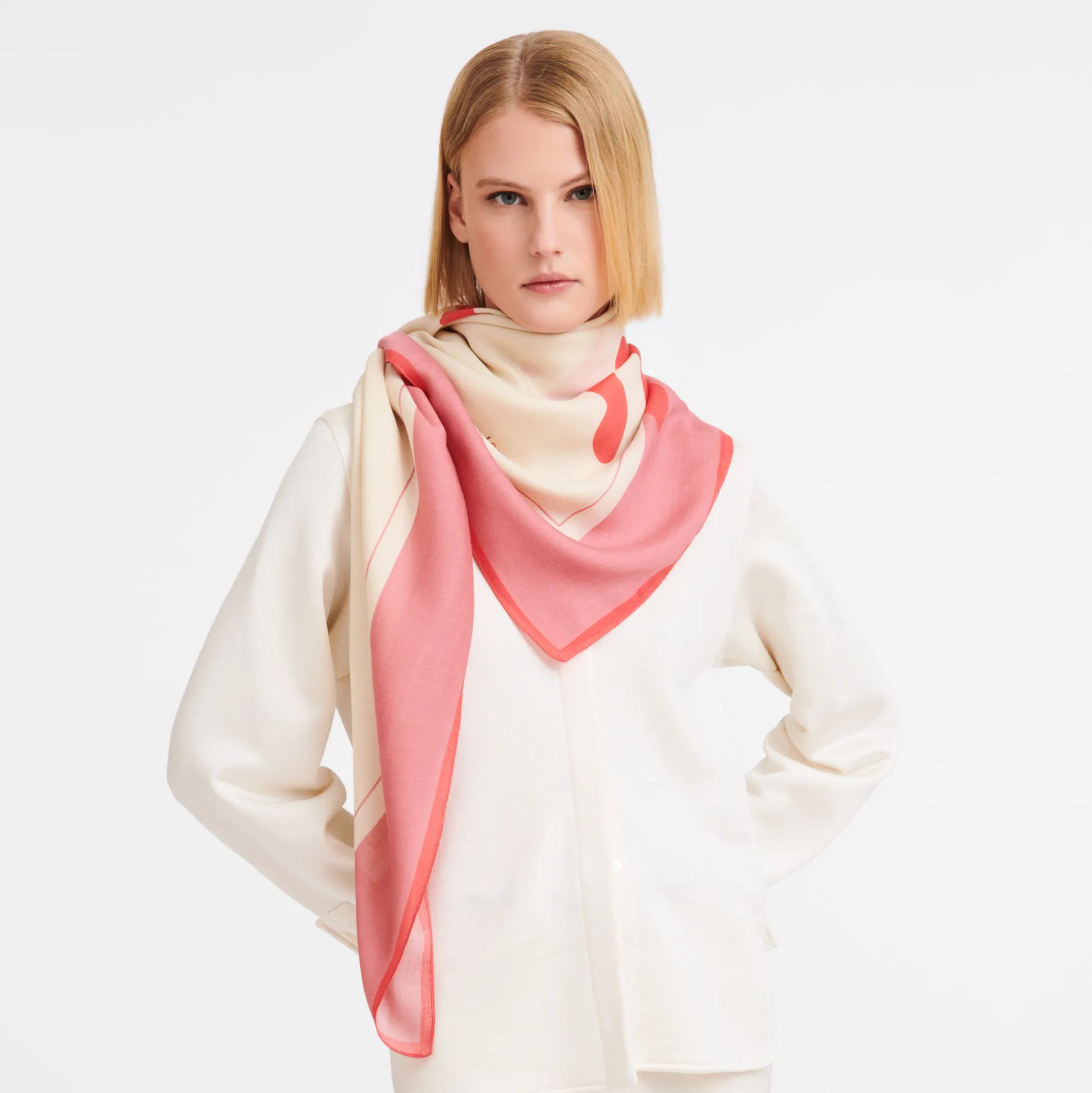 Discount Longchamp Scialle Schizzo Misto lana - Beige Pelle BeigePelle