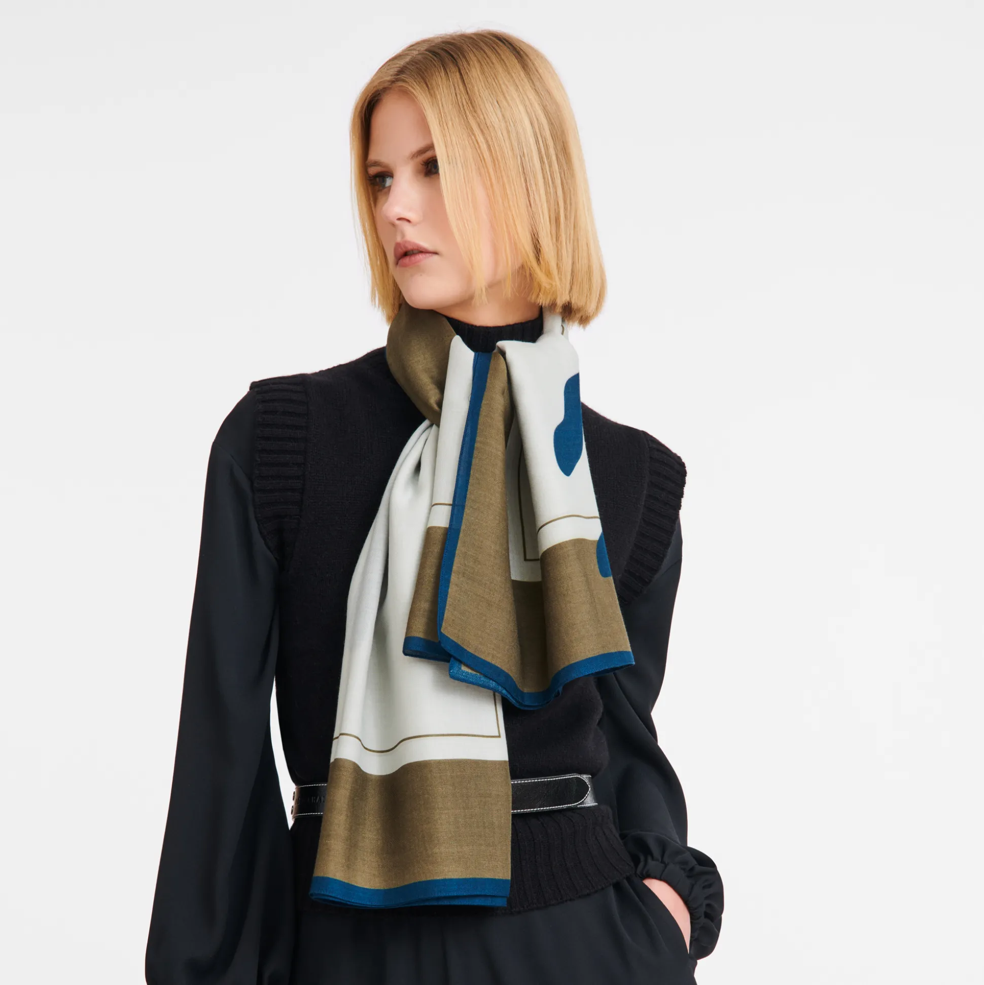 Online Longchamp Scialle Schizzo Misto lana - Grigio