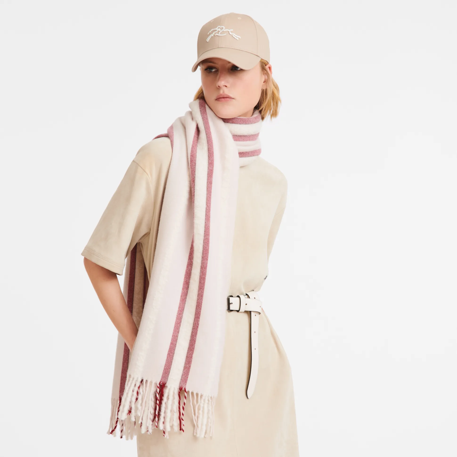 Clearance Longchamp Stole Fiocchi di neve Misto lana - Beige Pelle BeigePelle