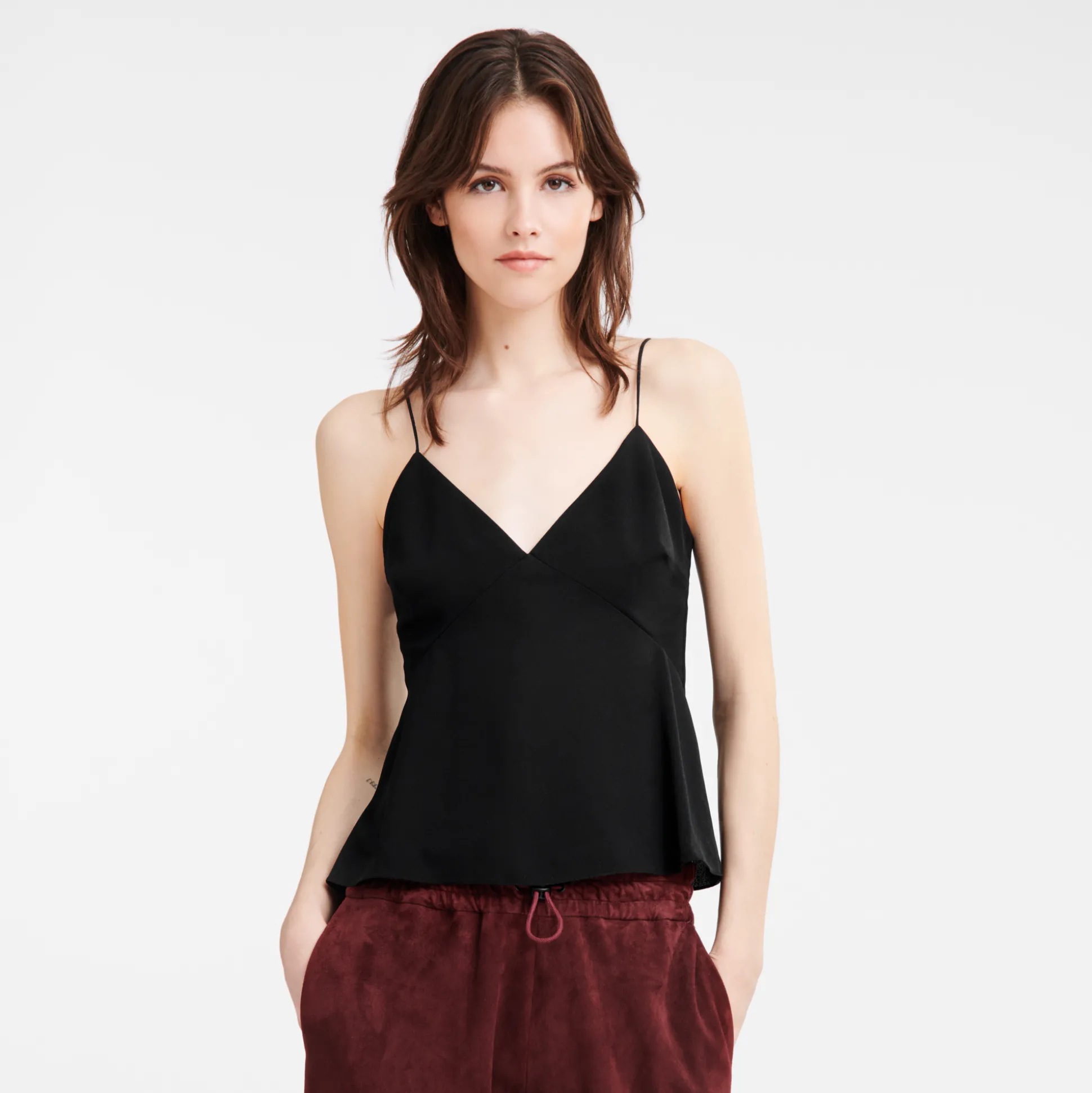 Store Longchamp Top con spalline sottili Nero