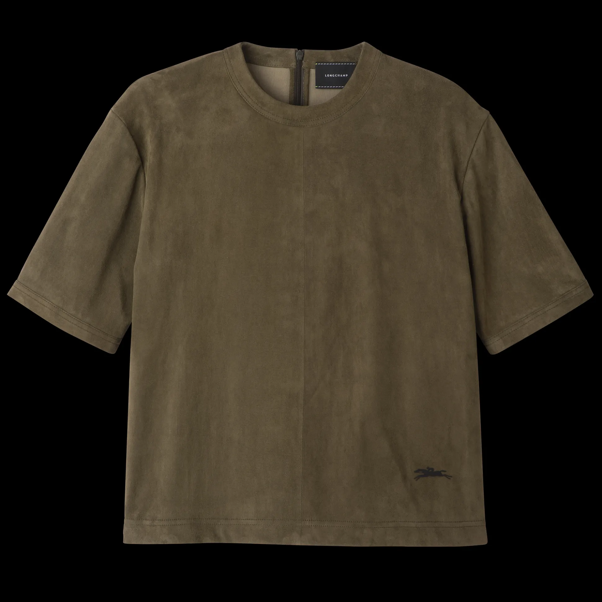 Outlet Longchamp Top corto in pelle Kaki