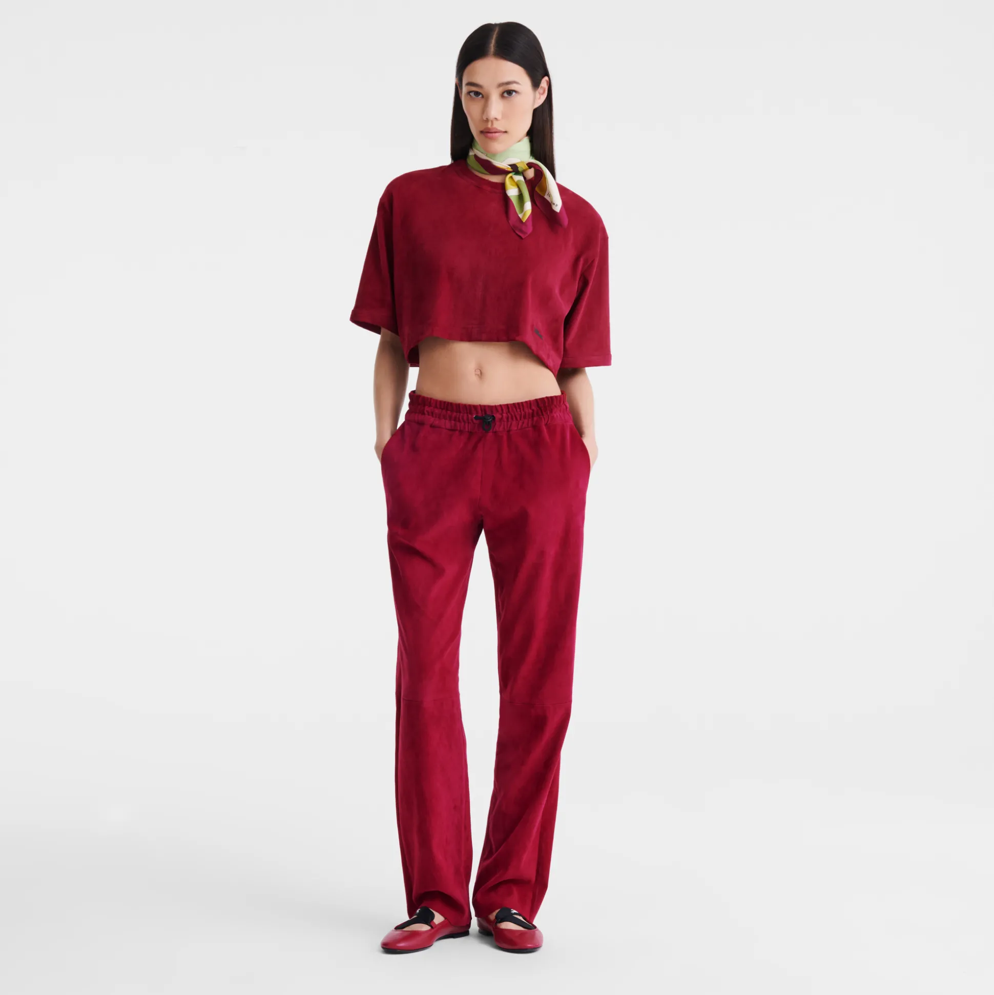 Online Longchamp Top corto in pelle Barbabietola